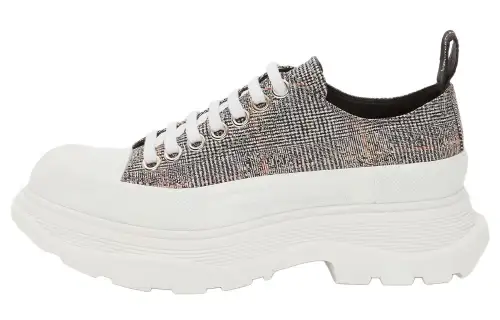 Alexander McQueen Tread Slick Ankle Length Combat Boots Women's Black White Silver