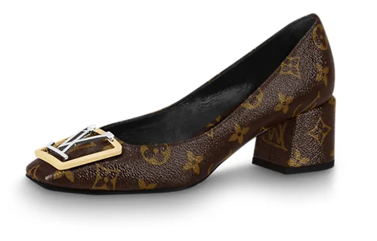 LOUIS VUITTON Madeleine Chunky Heel High Heels Women's Brown
