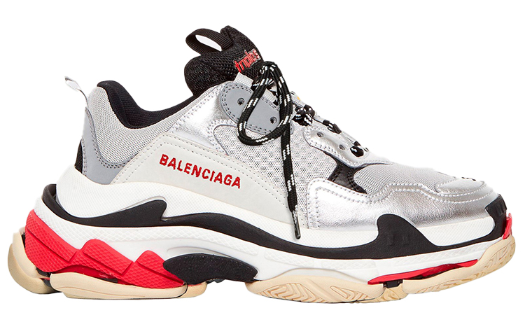 Женские кроссовки Balenciaga Triple S (серо-серебристые) — фото 2