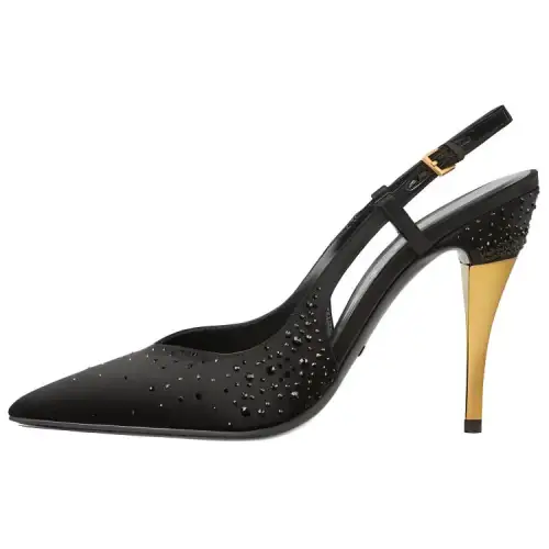 GUCCI Leather Slim Heel High Heels Women's Black