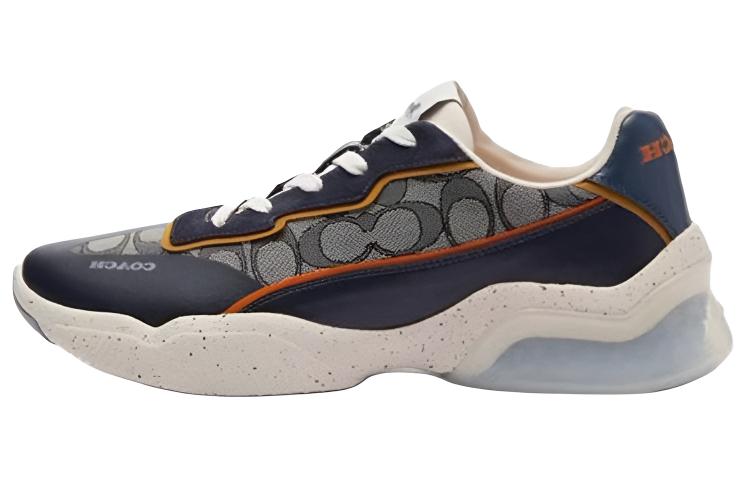 COACH CitySole Leather Low top Casual Shoes Men's Beige Blue