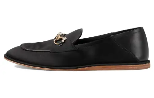 GUCCI Horsebit Satin Loafers Women's Black