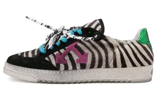 OFF WHITE Leather Stylish Skateboarding Shoes Men's Zebra