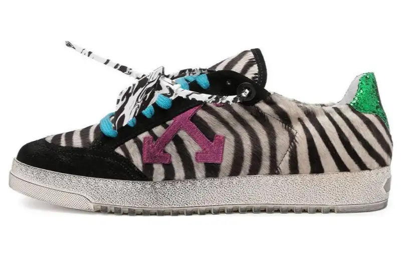 OFF WHITE Leather Stylish Skateboarding Shoes Men's Zebra