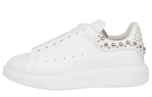 Alexander McQueen Cow Leather Low top Skateboard Shoes Men's White