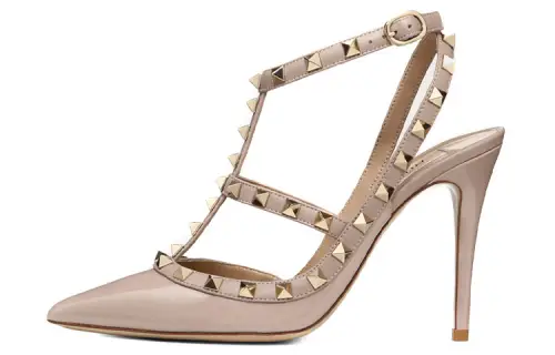 Valentino Rockstud GARAVANI Slim Heel High Heels 10cm Women's Nude Skin