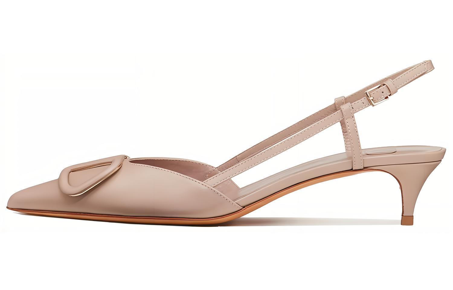 Valentino Vlogo Leather Cone Heel High Heels Women's Light Pink