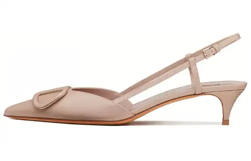 Valentino Vlogo Leather Cone Heel High Heels Women's Light Pink