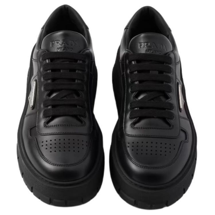PRADA Leather Low top Skateboard Shoes Men's Black