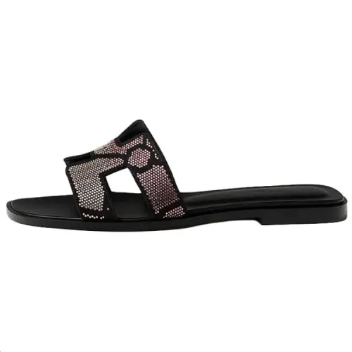 HERMES Oran Slide Slippers 1cm Women's Black