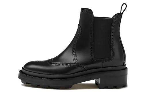 HERMES Findlay Calfskin Short Chelsea Boots Women's Black