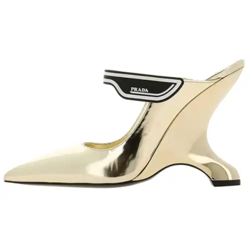 PRADA Slip Resistant Slip Resistant Closed Toe Slippers Women's Gold
