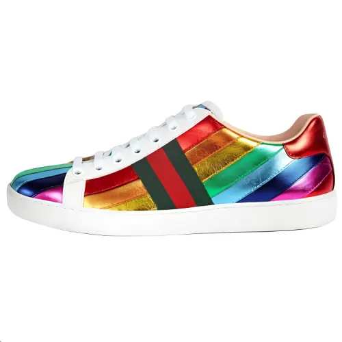 GUCCI ACE Leather Low top Skateboard Shoes Women's Rainbow