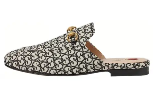 GUCCI Princetown Closed Toe Slippers Women's Black White