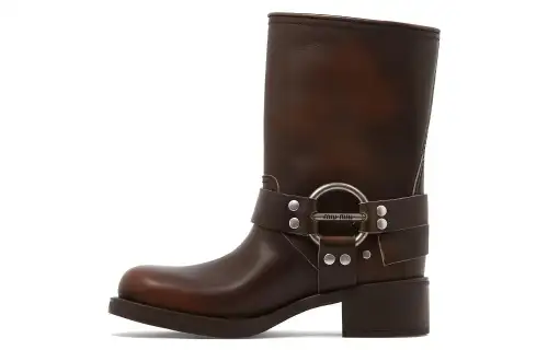 MIU MIU Leather Ankle Boots Women's Brown
