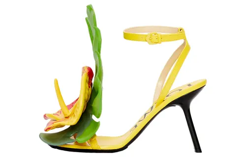 LOEWE Petal Leather One Strap Sandals Women's Yellow