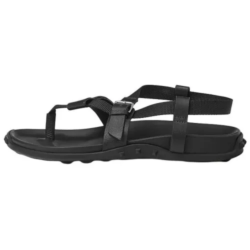 HERMES Hermès calfskin round toe open toe strap sandals women's black