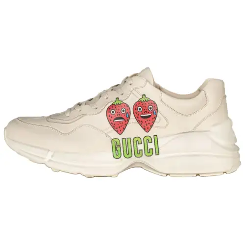 GUCCI Rhyton Leather Low top Chunky Sneakers Men's Beige Distressed