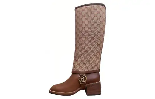 GUCCI Leather Knee high Boots Women's Brown