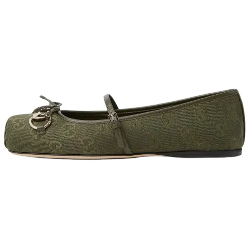 GUCCI Horsebit Flat Mary Jane Shoes Women's Dark Green