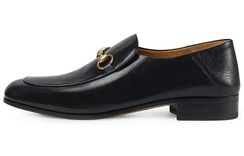 GUCCI Horsebit Slip On Loafer 'Gold-Tone Black Leather' Men