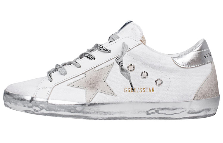 Golden Goose Super Star Cow Leather Low top Skateboard Shoes Women's Silver