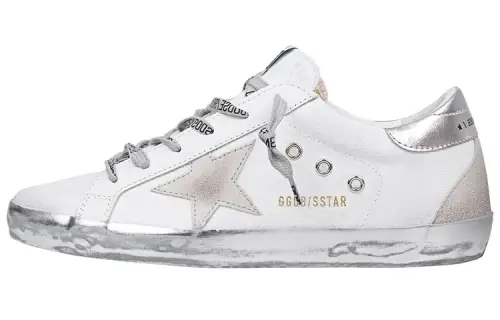 Golden Goose Super Star Cow Leather Low top Skateboard Shoes Women's Silver
