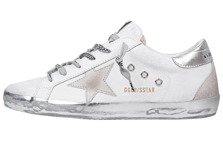 Golden Goose Super Star Cow Leather Low top Skateboard Shoes Women's Silver