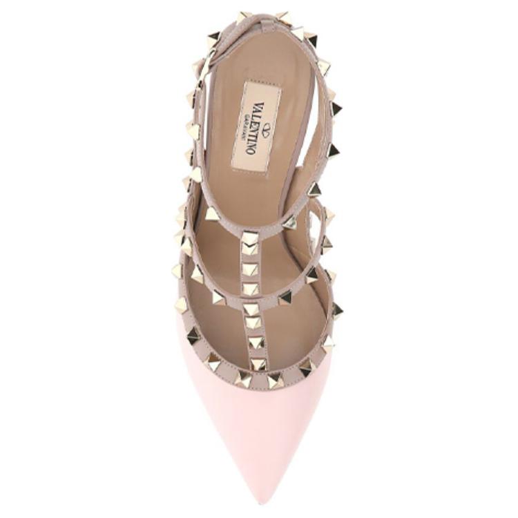 Valentino Rockstud Leather Slim Heel High Heels 10cm Women's Pink