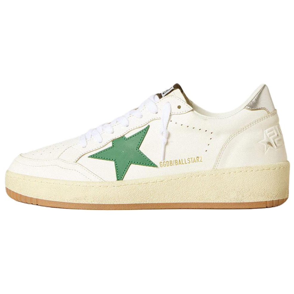 Женские кеды Golden Goose Ball Star 2 (серебристо-зеленые)