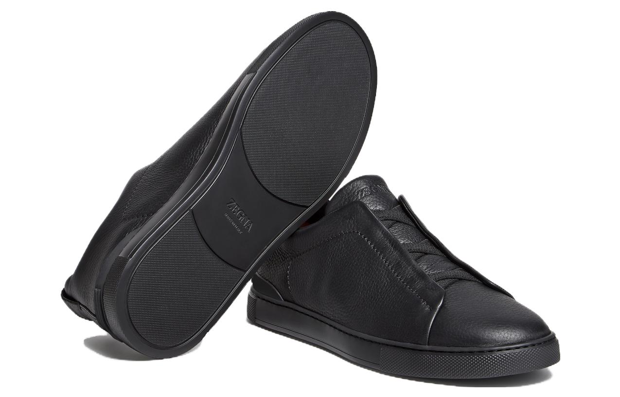 Ermenegildo Zegna Leather Low top Skateboard Shoes Men's Black