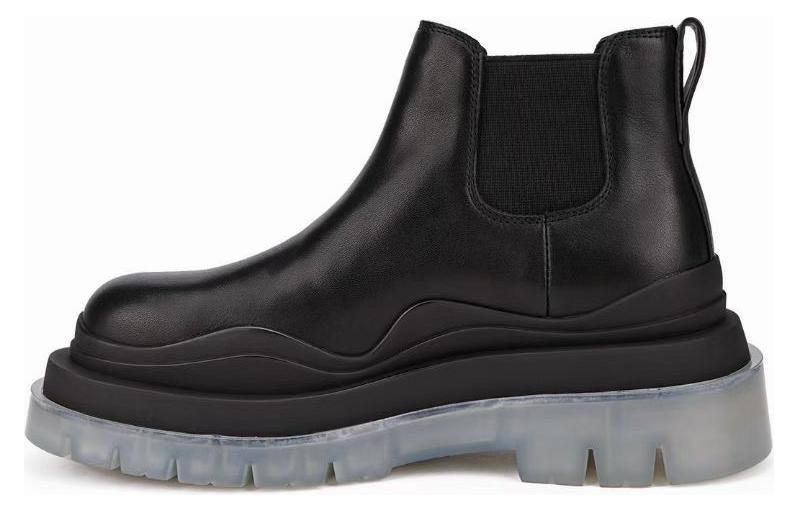 Bottega Veneta Tire Chelsea Top Grain Cow Leather Ankle Length Chelsea Boots 5.5cm Men's Black Blue