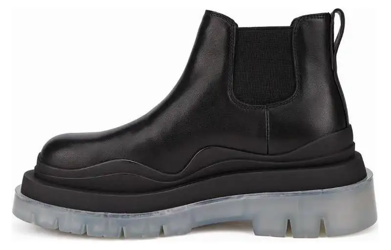 Bottega Veneta Tire Chelsea Top Grain Cow Leather Ankle Length Chelsea Boots 5.5cm Men's Black Blue