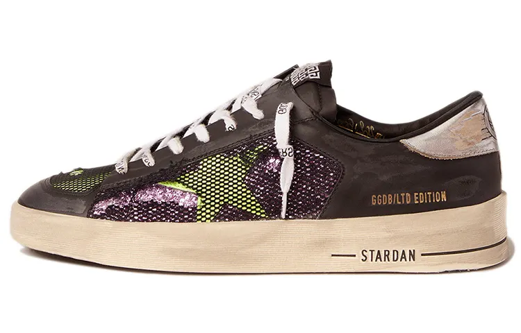 Golden Goose Stardan Stylish Skateboarding Shoes Men's Black Green Distressed