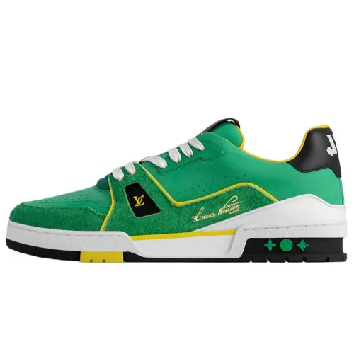 LOUIS VUITTON Trainer Cow Leather Low top Skateboard Shoes Men's Green