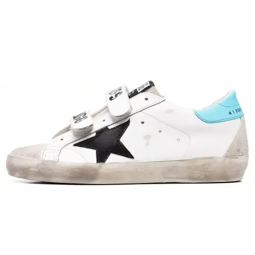 Golden Goose Old School Leather Hook and loop Low top Stylish Skateboarding Shoes Women's White Distressed