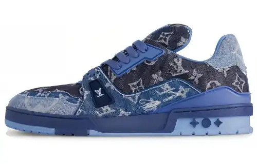 LOUIS VUITTON Lv Trainers 'Blue Black Denim Monogram'