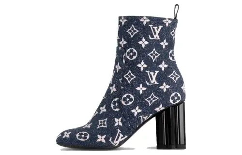 LOUIS VUITTON Silhouette Ankle Boots 8cm Women's Blue