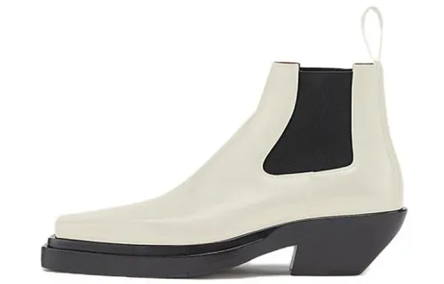 Bottega Veneta BV Lean Leather Short Chelsea Boots Women's White Black