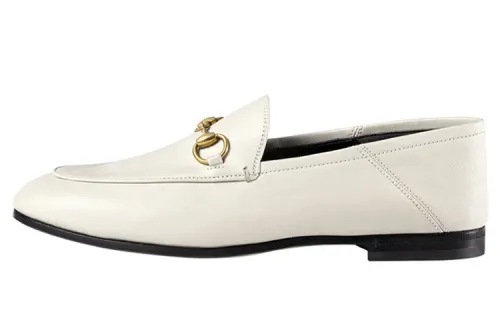 GUCCI Horsebit Loafer Leather White Women's