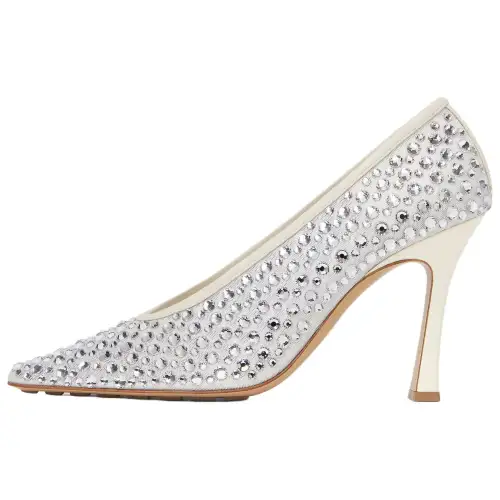 Bottega Veneta Sofia Sheepskin Chunky Heel High Heels 9cm Women's Sea Salt White