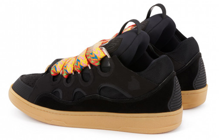 Lanvin Curb Low top Stylish Skateboarding Shoes Men's Black Yellow