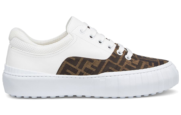 FENDI Force Lace-Up Sneaker 'White Brown'