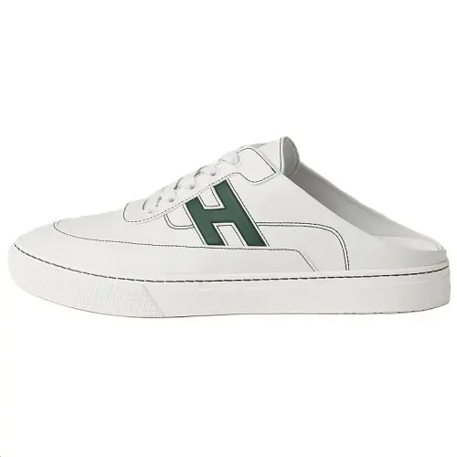 HERMES Keep Closed Toe Slippers Men's White