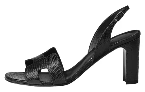 HERMES Eternite 80 Leather One Strap Sandals Women's Black