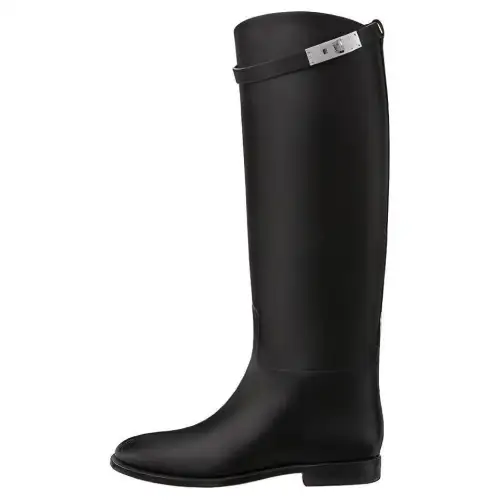 HERMES Jumping Knee high Boots Women's Black Asia Version