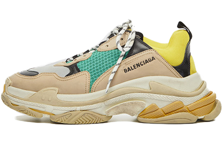 Balenciaga Balenciaga Triple S Mesh Lace-up Round toe thick sole Low top Dad shoes Men's Curry Yellow
