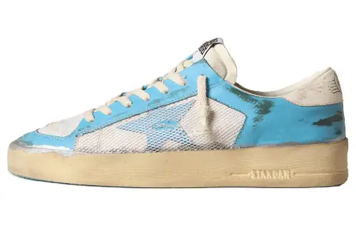 Golden Goose Stardan Leather Low top Skateboard Shoes Men's Light Blue Distressed