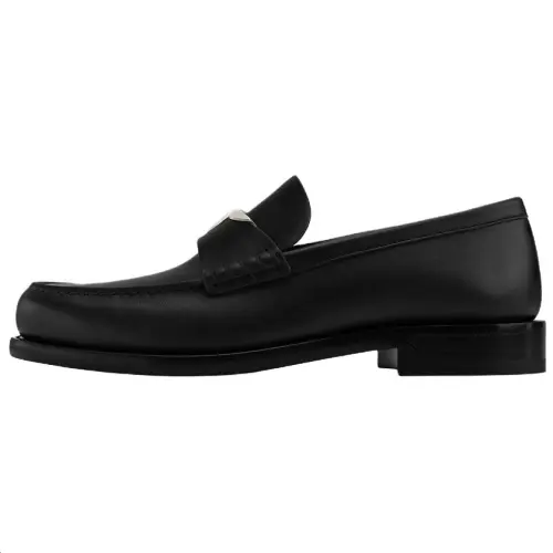 LOUIS VUITTON Oxford Calfskin Loafers Men's Black