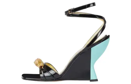 GUCCI 95mm Leather Wedge Sandals